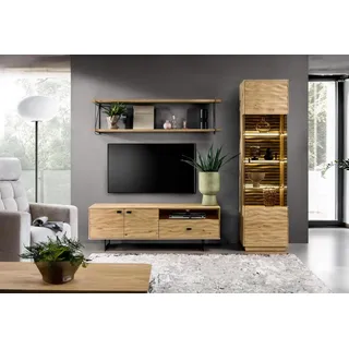 Wohnzimmer Set Modern TV-Lowboard Medienmöbel Braun Wandregal - Braun
