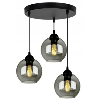 FKL DESIGN Home Deco Deckenlampe Pendellampe Hängelampe Wandlampe Tischlampe Leuchte Pendelleuchte Kugel Schwarz Lampe aus Serie 830 (830-ER3)