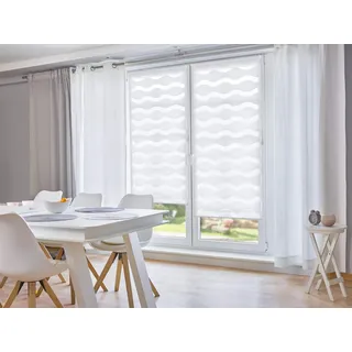 K-HOME Klemmfix Doppelrollo Welle 45 x 150 cm weiß