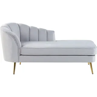 BELIANI Chaiselongue Hellgrau Samt Linksseitig mit Goldenen Metallbeinen Lehne Muschelform Glamourös Modern Muschelsofa Wohnzimmer Flur Ausstattung - Grau, Gold