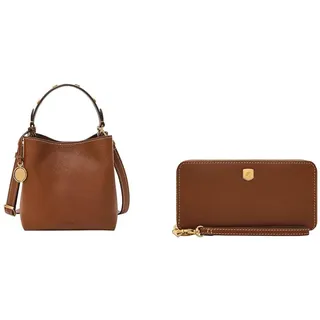 Fossil Damen Jessie Braune Ledertasche und Lennox Portemonnaie, Set