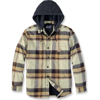 Carhartt Rugged Flex Relaxed Fit Flannel Fleece Lined Hooded Shirt Jac dark brown (B10) XL REG