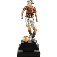 PALLART 7401 – 3 Trophäe Sport mit Design Figur Fußball weiblich dekoriert, Kupfer, Einheitsgröße