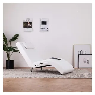 vidaXL Massage-Chaiselongue mit Kissen Weiß Kunstleder