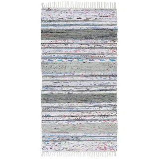 Novel Fleckerlteppich , Grau, Weiß , Textil , Streifen , rechteckig , 80x150 cm , AZO-frei , Teppiche und Böden, Teppiche, Fleckerlteppiche