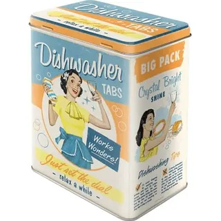 Nostalgic-Art Vorratsdose L, 3 l, Dishwasher Tabs – Geschenk-Idee für Nostalgie-Fans, Große Blech-Dose, Vintage Design