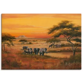 ARTland Leinwandbild Afrika Elefanten Größe: 100x70 cm