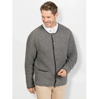 Strickjacke MARCO DONATI, Herren, Gr. 52, grau (grau, meliert), 100% Wolle, meliert, unifarben, Strickjacken Strickjacke
