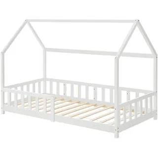 [en.casa] Hausbett Hesel 90 x 200 cm Kiefer massiv weiß