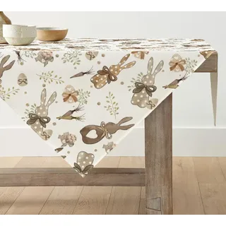 Artoid Mode Hasen Karotten Ostereier Ostern Tischdecke, Tischwäsche Frühling Küche Tisch Dekoration Drinnen Urlaub Party Dekor 85x85 cm