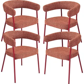 Esszimmerstuhl 'Huk' 4er Set gepolstert Textil Metallbeine Rot - Rot
