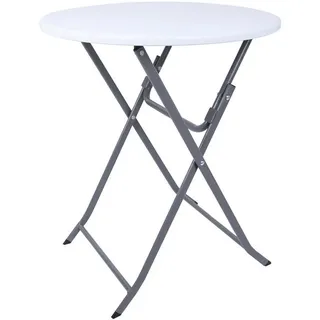 Mobili Rebecca Mobili Klappbarer Weiß Kunststoff, Rund, 60x74x60 cm, Gartenmöbel, Gartentische, Klapptische