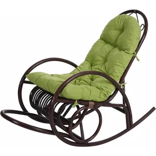 MCW Schaukelstuhl 58 x 110 x 58 cm Braun/Grün mit Kissen