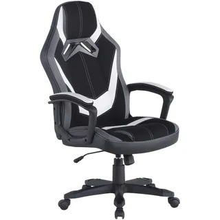 Livetastic Gamingstuhl , Grau, Schwarz, Weiß , Metall, Kunststoff, Textil , Drehkreuz , 64.5x112-122x69 cm , Büromöbel, Bürostühle, Gaming-Sessel