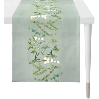 APELT Tischläufer Chalet Style Baumwolle, grün Größe 42x140 cm