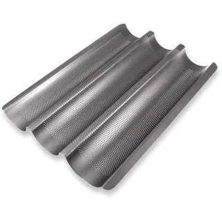 Schramm® Baguetteblech Baguette- Backblech Baguetteblech Backform mit Antihaftbeschichtung für 3 Baguettes 38,5 x 28,5 cm