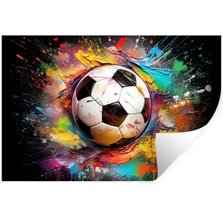 MuchoWow Wandtattoo Fußball - Farbe - Farben - Schwarz - Weiß 120x80 cm , Kunststoff , Rechteckig , 120x80x0.1 cm , Tapeten & Wandverkleidungen, Wandtattoos & Sticker
