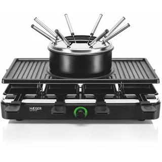 HAEGER Cool Dinner Fondue, Grill und Raclette Set, geeignet für 8 Personen, 1400 W