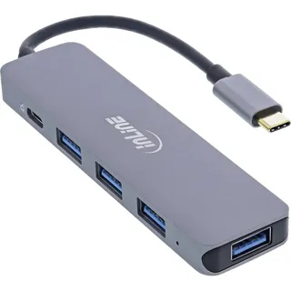 InLine InLine® USB 3.2 USB-C Multi Hub (4x USB-A 5Gb/s + (Data/PD 87W) / Grau
