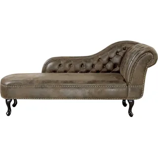 BELIANI Chaiselongue Rechtsseitig Dunkelbraun Kunstleder Holzfüße Glamourös - Braun