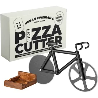 URBAN ZWEIRAD | Fahrrad Pizzaschneider inkl. magnetischer Wandhalterung | Antihaftbeschichtet & rostfrei | Familien Pizzaroller, Fahrrad Geschenkideen