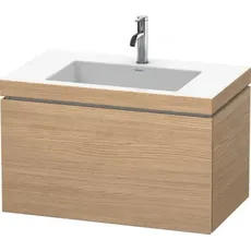 Duravit L-Cube Möbelwaschtisch c-bonded mit Unterbau wandhängend, 80x48 cm, 1 Auszug, ohne Überlauf, ohne Hahnloch, Farbe: Europäische Eiche Dekor