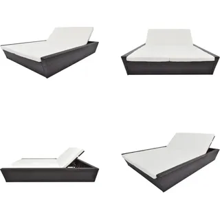 vidaXL Outdoor Lounge Bett mit Polster Poly Rattan Braun - Outdoor-Tagesliege - Outdoor-Tagesliegen - Outdoor-Lounge - Outdoor-Lounges - Braun