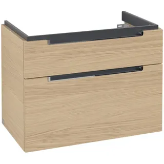 Villeroy & Boch Subway 2.0 Waschtischunterschrank, 2 Auszüge, Waschbecken mittig, 787x590x449mm, A91410VJ, Farbe: Nordic Oak, Griff chrom glänzend