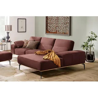 W.Schillig Ecksofa "run, Designsofa mit tollem Sitzkomfort, bequem, L-Form", mit Holzsockel, Füße in Schwarz pulverbeschichtet, Breite 299 cm, rosso marone z73),