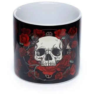 Generisch Totenkopf Rosen Skull Totenschädel Gothic Keramik Pflanztopf Blumentopf Deko klein