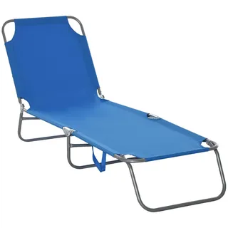 Outsunny Gartenliege bis 120 kg belastbar für Balkon, Terrasse, Oxford, Blau , Metall , 55x24x187 cm , Gartenmöbel, Gartenliegen