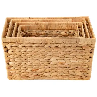 Echtwerk Aufbewahrungsboxen-Set , Naturfarben , Holz , Wasserhyazinthe , 32x22x43 cm , umweltfreundlich, nachhaltig , Ordnen & Aufbewahren, Dekoboxen & Aufbewahrungsboxen, Holzkisten