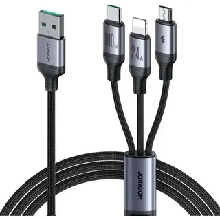 3in1 USB-Kabel Joyroom SA21-1T3 Speedy, 100 W, 1,2 m, schwarz