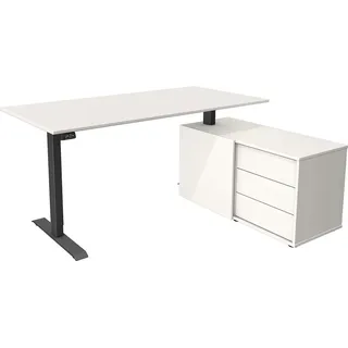 Kerkmann Schreibtisch Sitz- /Stehtisch Move 1 anthrazit mit Sideboard weiß - Grau, Weiß