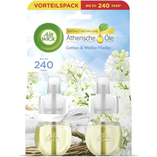 Air Wick Duftölflakon Nachfüller DUO Cotton und Weißer Flieder – Blumig-frischer Raumduft – 2er Duftöl Set – Plastikfreie Verpackung