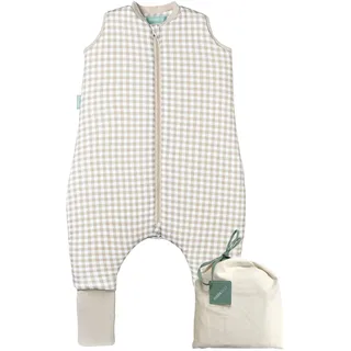 molis&co - Baby Schlafsack mit Füßen und Socke - Ideal für den Winter - Babyschlafsack mit Beinen 2,5 tog - 100% Baumwolle (Oeko-TEX 100), Premium Qualität - Vichy Beige (117 cm)