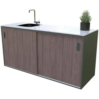 Outdoorküche , Walnussfarben , Metall , einzeln stellbar , 180x92x63 cm , Ce , Gartenmöbel, Outdoor Küchen