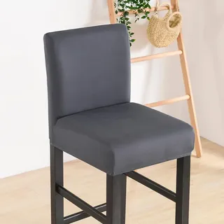 Meigeh Barhocker Bezüge Stuhlhussen Stuhlbezug Barhocker Barstuhlbezug Höhe Barhocker Schonbezüge Bar Stuhlhussen Stretch Küchentheke Hocker Stuhlüberzug Dunkelgrau 4er Set