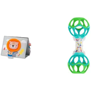 Taf Toys 12705 - Aufstellbuch Savanne & Bright Starts, Oball, Greifling Ball Rassel Spielzeug für unterwegs, Interaktives Babyspielzeug
