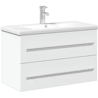 vidaXL Waschbeckenunterschrank mit Einbaubecken Weiß - Weiß