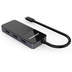 PremiumCord MST Adapter USB-C (DP 1.4) auf 3X DisplayPort 1.4 für Monitore bis zu 8K @ 60Hz (dreimal 4K), Extended + Mirror + Duplicate Modi, schwarz, ku31dp08