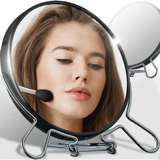 Kosmetikspiegel Schminkspiegel Vergrößerungsspiegel mit 2x Vergrößerung Tischspiegel Make-Up Kosmetik Spiegel Schwarz Retoo - Schwarz