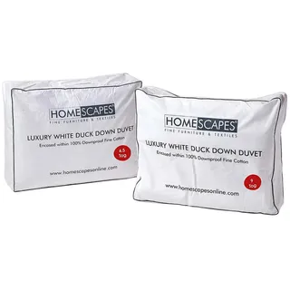 Homescapes 4-Jahreszeiten-Daunendecke 135/200 cm, Entendaunen & Federn , Weiß , Textil , Füllung: Daunen , Rechteckig , 135x200 cm , Oeko-Tex® , Heimtextilien, Kopfpolster & Bettdecken, Bettdecken, Ganzjahresdecken