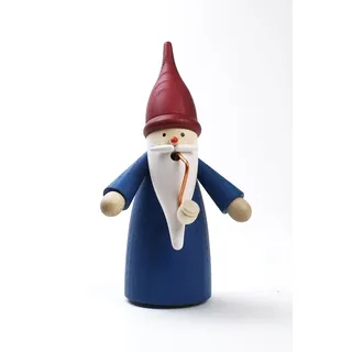 Seiffener Volkskunst | Räuchermännchen Erzgebirge Wichtel | 16 cm | erzgebirgische Holzkunst Weihnachten | 12301/2 | Traditionswichtel blau