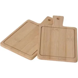 2er-Set Hackmesser mit Griff Koopman International, Bambus, 19 cm, braun, rechteckig
