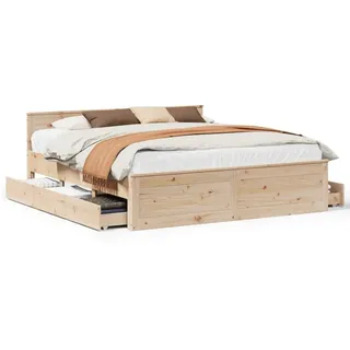 vidaXL Massivholzbett ohne Matratze mit Kopfteil 180x200 cm - Braun