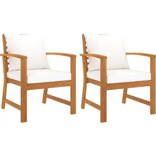Gartenstühle 2 Stk. mit Creme-Kissen Akazie Massivholz - Creme, Bunt