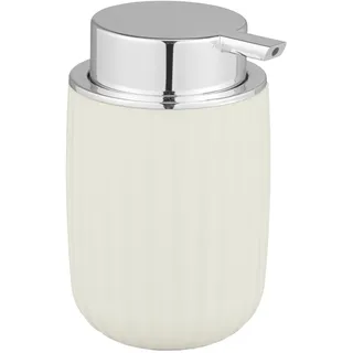 WENKO Seifenspender, nachfüllbar für Flüssigseife | aus Kunststoff mit strukturierter Oberfläche, 250 ml, 7,5 x 12,5 x 9 cm, cremeweiß, Mod. Agropoli