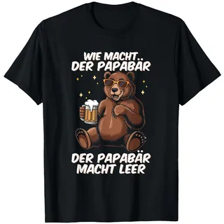 Wie Macht Der Papabär Papabär Macht Leer Cool Bär Bier Party T-Shirt, Herren, Schwarz, XXL