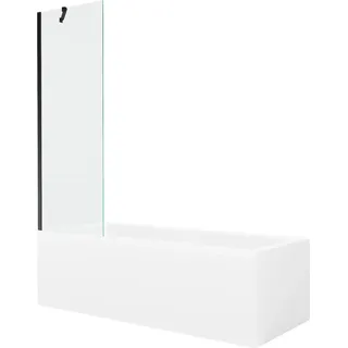 Mexen Cubik rechteckige Badewanne 150 x 70 cm mit Verkleidung und einflügeligem Paravent 60 cm, transparent, schwarz - 55031507?